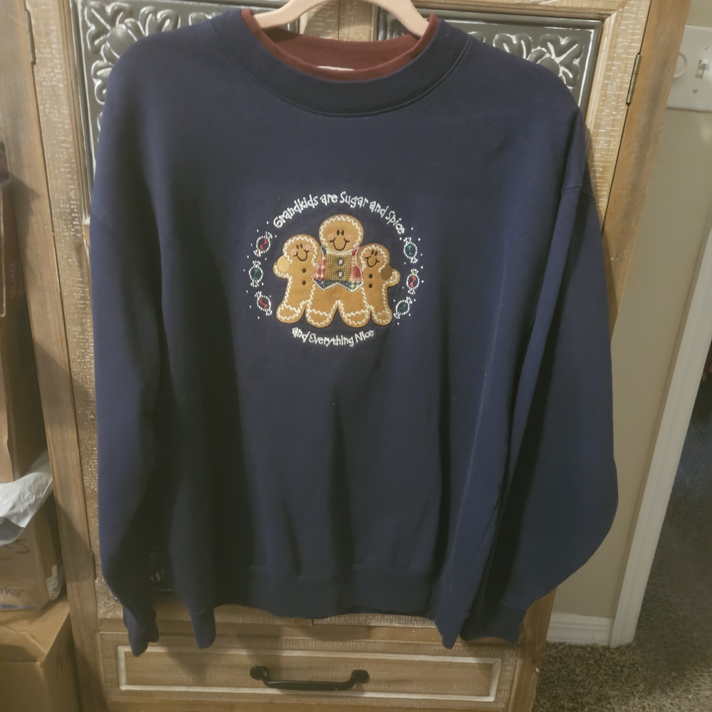 Navy Blue Gingerbread Men Sweater